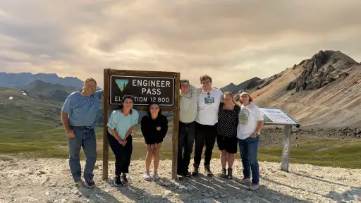 Family at Engineer Pass elevation 12,800 ft