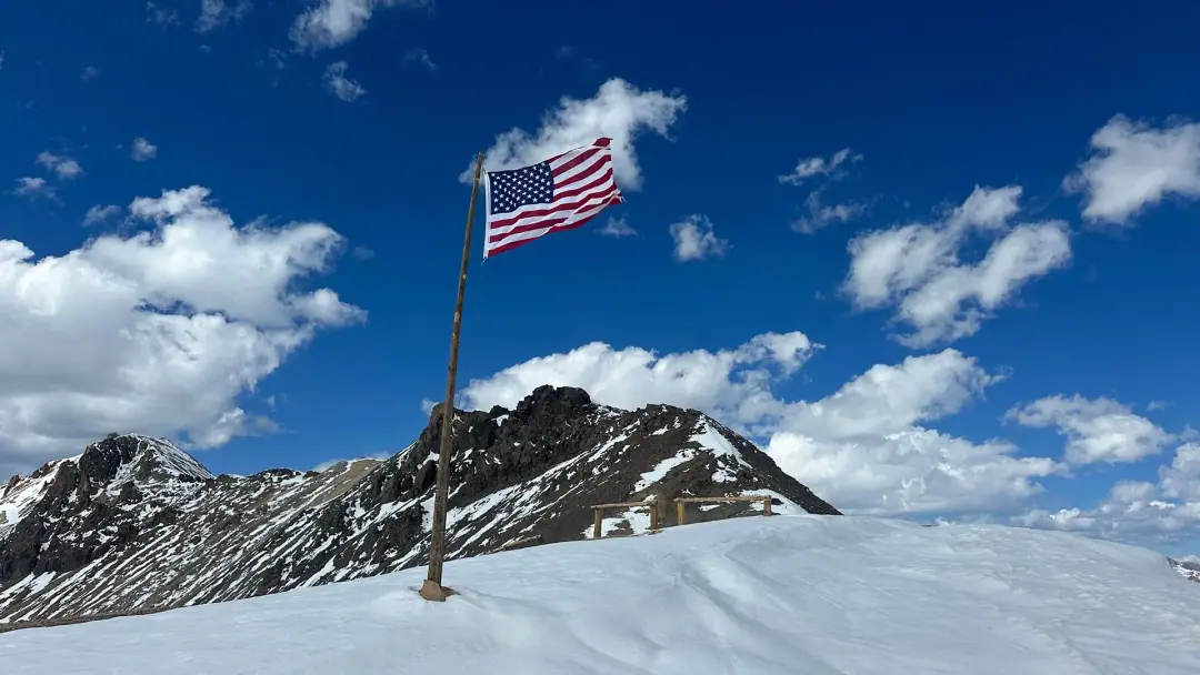 American flag atop Engineer Pass